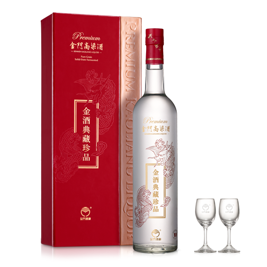 金門高粱酒 金酒典藏珍品 750ml グラス付き 珍品典藏金门高粱酒红金龙金酒典藏珍品金门高梁酒红龙56度评价
